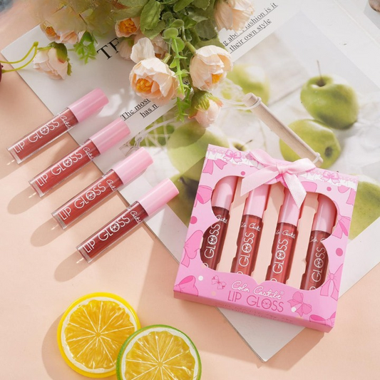 4-Piece Color Castle Bow Lip Gloss Set Cute Bow Design, Vibrant