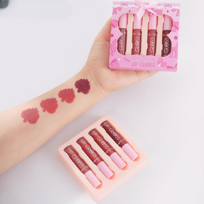4-Piece Color Castle Bow Lip Gloss Set Cute Bow Design, Vibrant