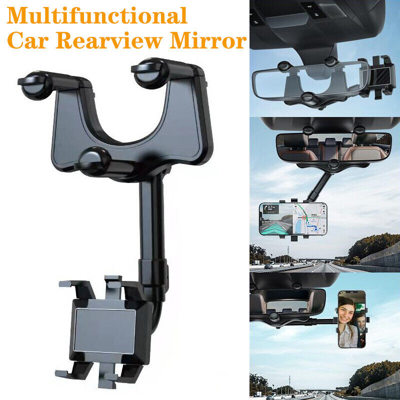 Spin Mirror Mobile Holder | Rearview Mirror Phone Holder for Car Multifunctional