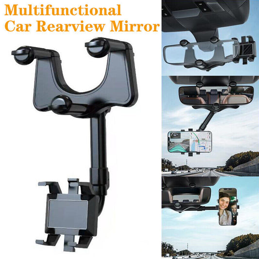 Spin Mirror Mobile Holder | Rearview Mirror Phone Holder for Car Multifunctional