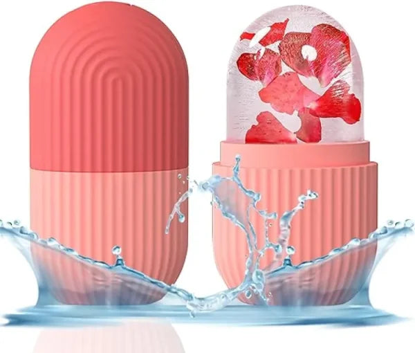 Silicone Cube Tray Shape Face Facial Ice Roller | Massage Face Roller | Frozen Facial Reusable Ice Face Roller Skincare Tool ( Random colors) (Im)