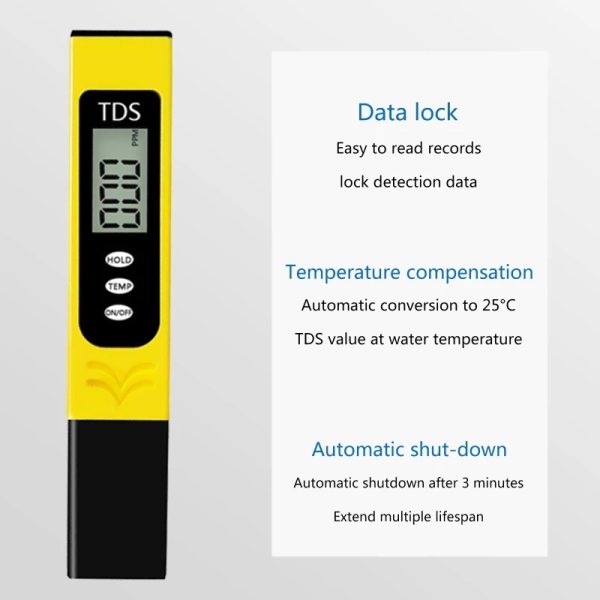 Portable Digital Water TDS, EC, And Temperature Meter (3-in-1) With ATC Function,