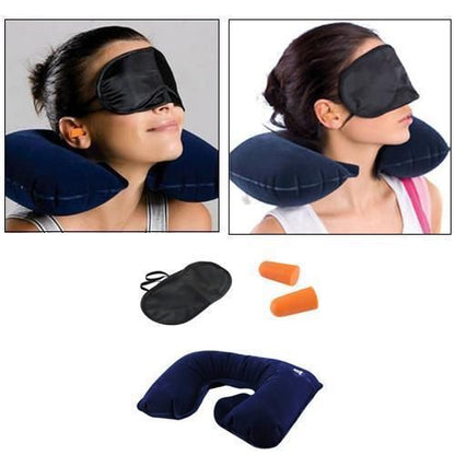 3 in 1 Combo Travel Kit of Neck Pillow, Eye Mask and
