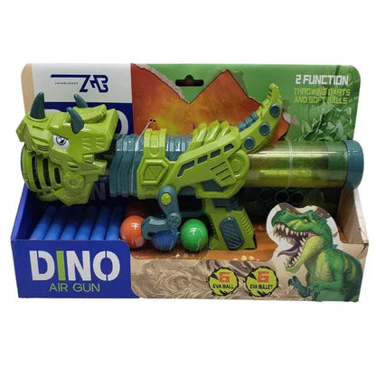 Dino Air Gun - 2-in-1 Blaster with Soft Darts &amp; EVA Balls