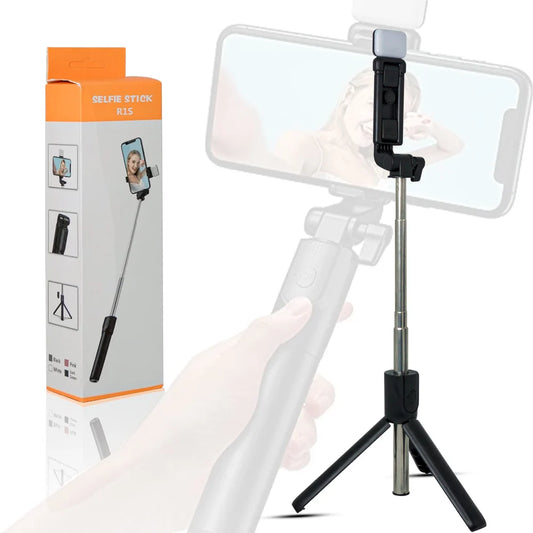R1S Selfie Stick with Tripod | Bluetooth Foldable Selfie Rod for