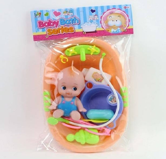 Baby Bath Series: Adorable Doll with Bathtub &amp; Accessories Play Set -